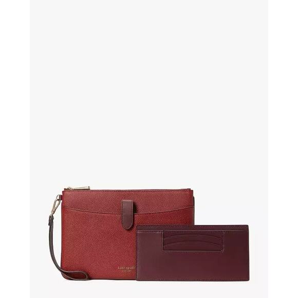 KATE SPADE Red Zip Code Colorblocked Pouch Wristlet - Picture 5 of 11